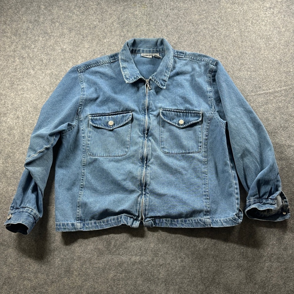 Vtg Xhilaration Denim Jacket Women 20 Zip Up Cotton Trucker Utility Coat Y2K